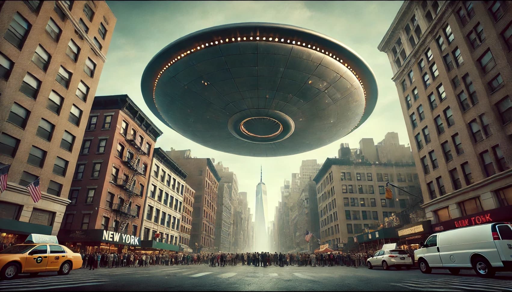 flying saucer over a city