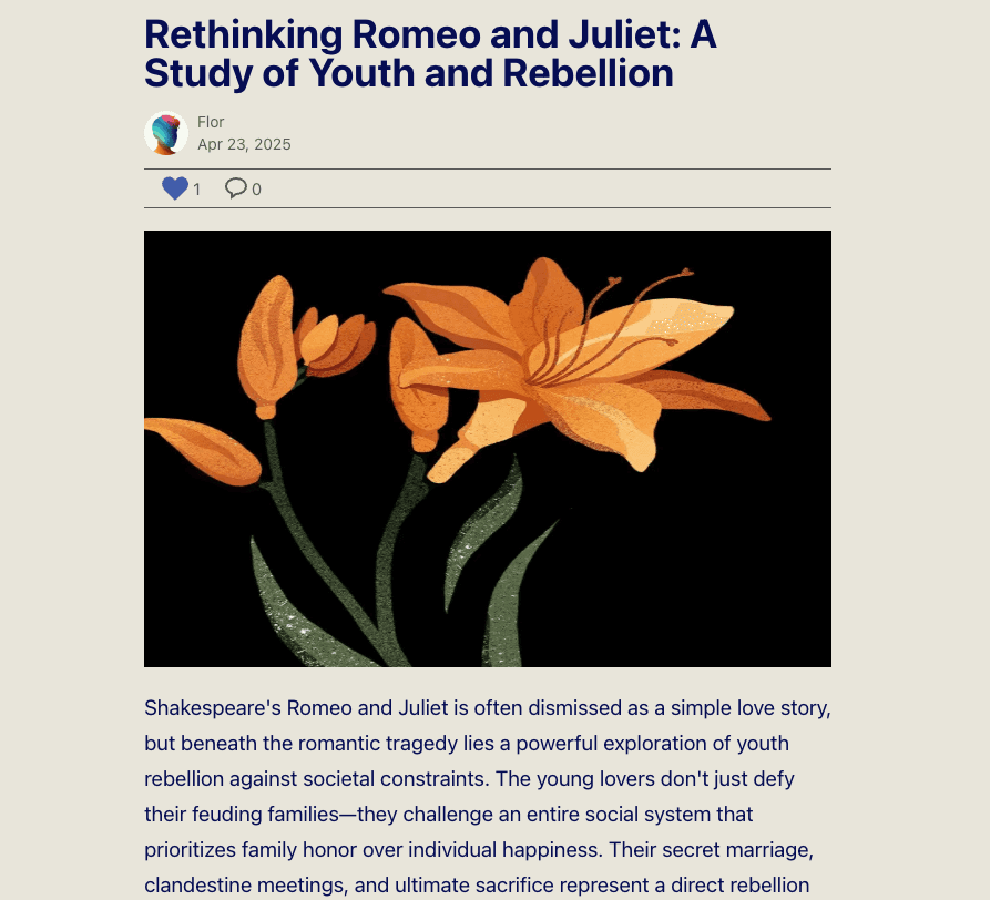 screenshot of a blog